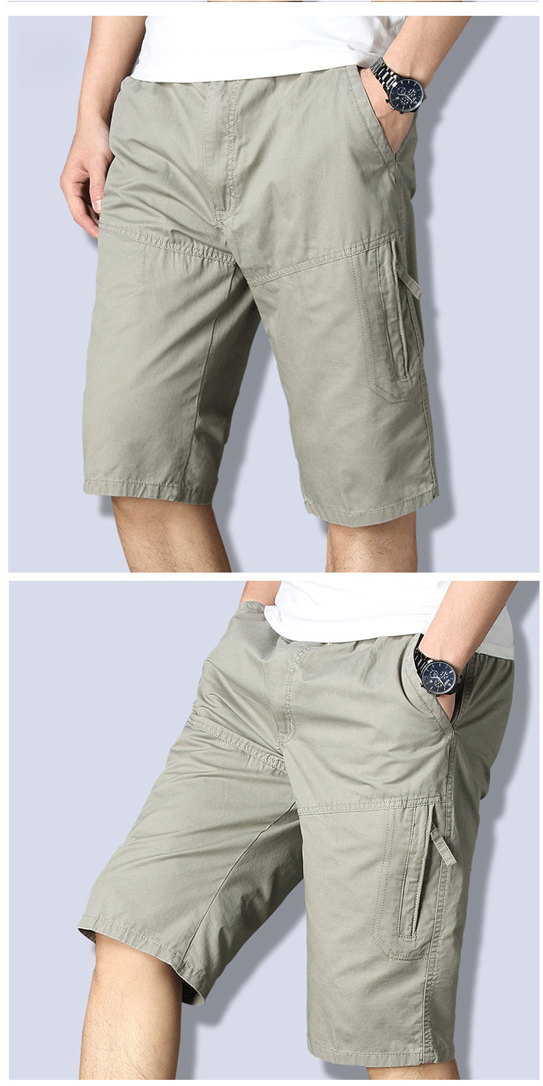Mô tả Quần Short Nam Quần Short Rời Plus Size Bố Mặc Ngoài Mùa Hè Cotton Thường Ngày Cướp Biển Quần Short Thứ Năm L-6XL BEFOYI ZXH085 - 4