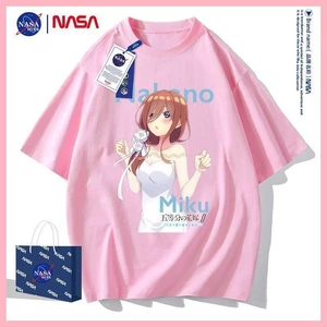 Áo Tay Ngắn Nakano Miku Năm Hoa Bình Đẳng Cưới Cô Dâu Nakano Miku Anime Nam Nữ Áo Hai Chiều Mùa Hè Nguyên Chất Cotton Tay Ngắn