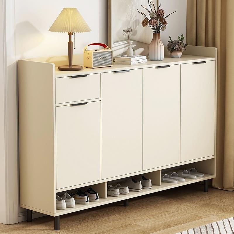 Modern cream style home storage cabinet, with a simple new shoe rack in ...
