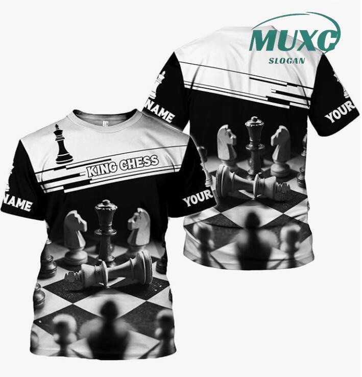 [Tên tùy chỉnh miễn phí] Áo sơ mi đầy đủ màu cờ vua tên cá nhân, áo sơ mi nam 3D cờ vua tên tùy chỉnh, áo thun trẻ em và người lớn 100-160cm, XS-5XL