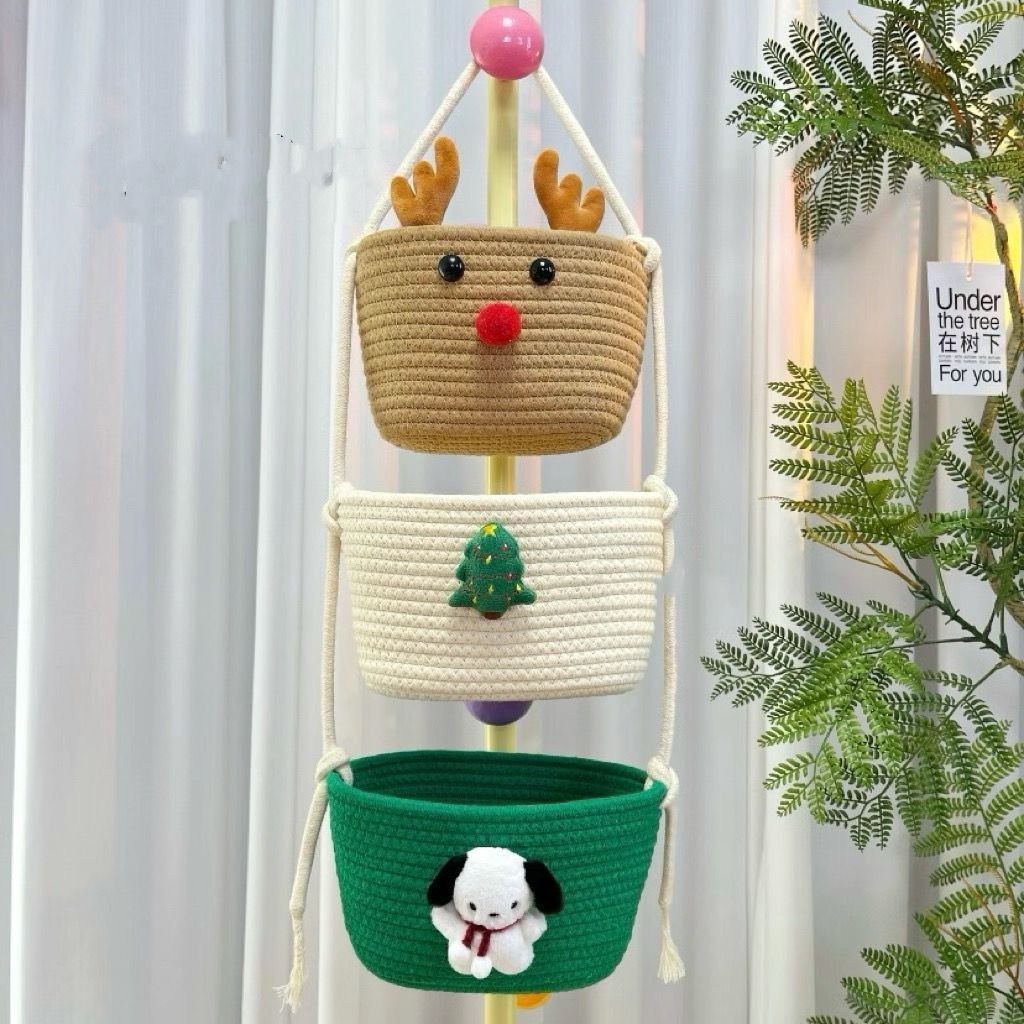 Hoạt Hình Master Dog Ba Lớp Giỏ Treo Sáng Tạo Handmade Phòng Khách Lối Vào Có Thể Treo Lưu Trữ
