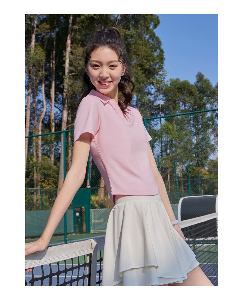Mô tả Camel CROWN Áo Polo Thể Thao Nữ Tay Ngắn Mỏng Ve Áo Chạy Bóng Top - 2