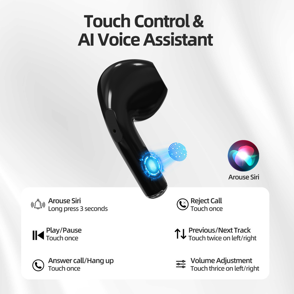 Ảnh GOOJODOQ Tai nghe không dây GOOOJODEQ BT5.3 Tự động ghép đôi Comfort Fit Âm thanh Hi-Fi Điều khiển cảm ứng Type-C Sạc pin 25mAh / 180mAh 4