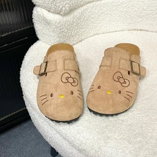 Phiên Bản Hàn Quốc Kitty Dễ Thương Đế Dày Birkenstock Giày 2025 Phong Cách Mới Slip-On Baotou Nửa Trượt