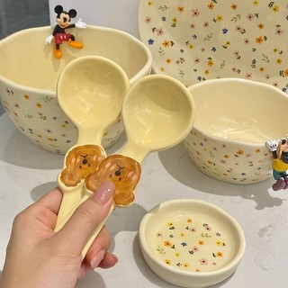 Phong Cách Hàn Quốc Kem Nhỏ Hoa Series Gốm Bộ Đồ Ăn Bát Cơm Súp Bát Món Ăn Hộ Gia Đình Đĩa