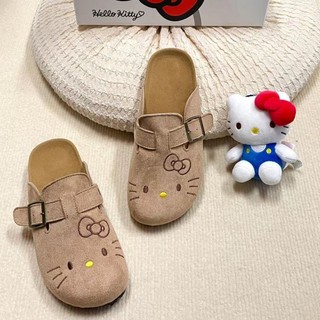 Phiên Bản Hàn Quốc Kitty Dễ Thương Đế Dày Birkenstock Giày 2025 Phong Cách Mới Slip-On Baotou Nửa Trượt