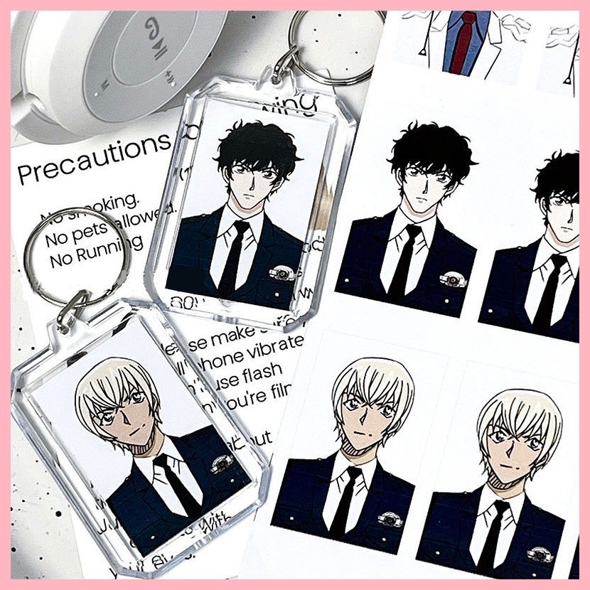 Móc Khóa Thám Tử Lừng Danh Conan Shinichi Kudo Thám Tử Lừng Danh Conan Amuro Toru Matsuda Shinichi Kudo Anime Hàng Hóa ID Ảnh Móc Khóa Mặt Dây Chuyền ins Phong Cách
