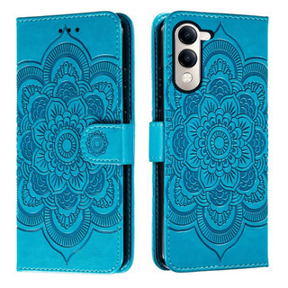 Emboss Hoa Da Ốp Lưng Điện Thoại Vivo Y04 4G Y29s 5G Datura Ví Lật Sách Bao Funda