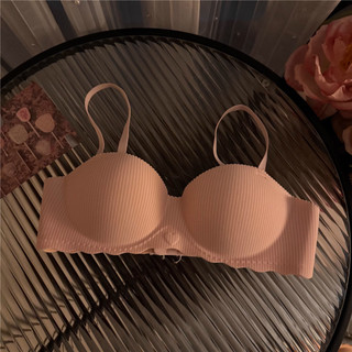 6 Màu Sắc Thanh Niên Cô Gái Mềm Xốp Sọc Áo Ngực Liền Mạch Cardioid Nữ Push Up Bralette Quần Lót 3 / 4 Cốc Nữ Không Dây Đồ Lót