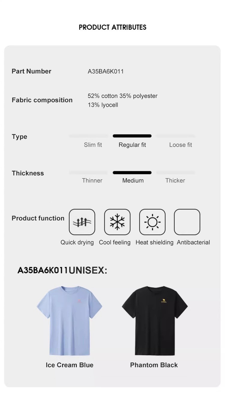 Mô tả Áo thun nữ ngắn tay CAMEL CROWN dáng rộng thoáng mát nhanh khô kháng khuẩn hàng đầu thông thường - 6