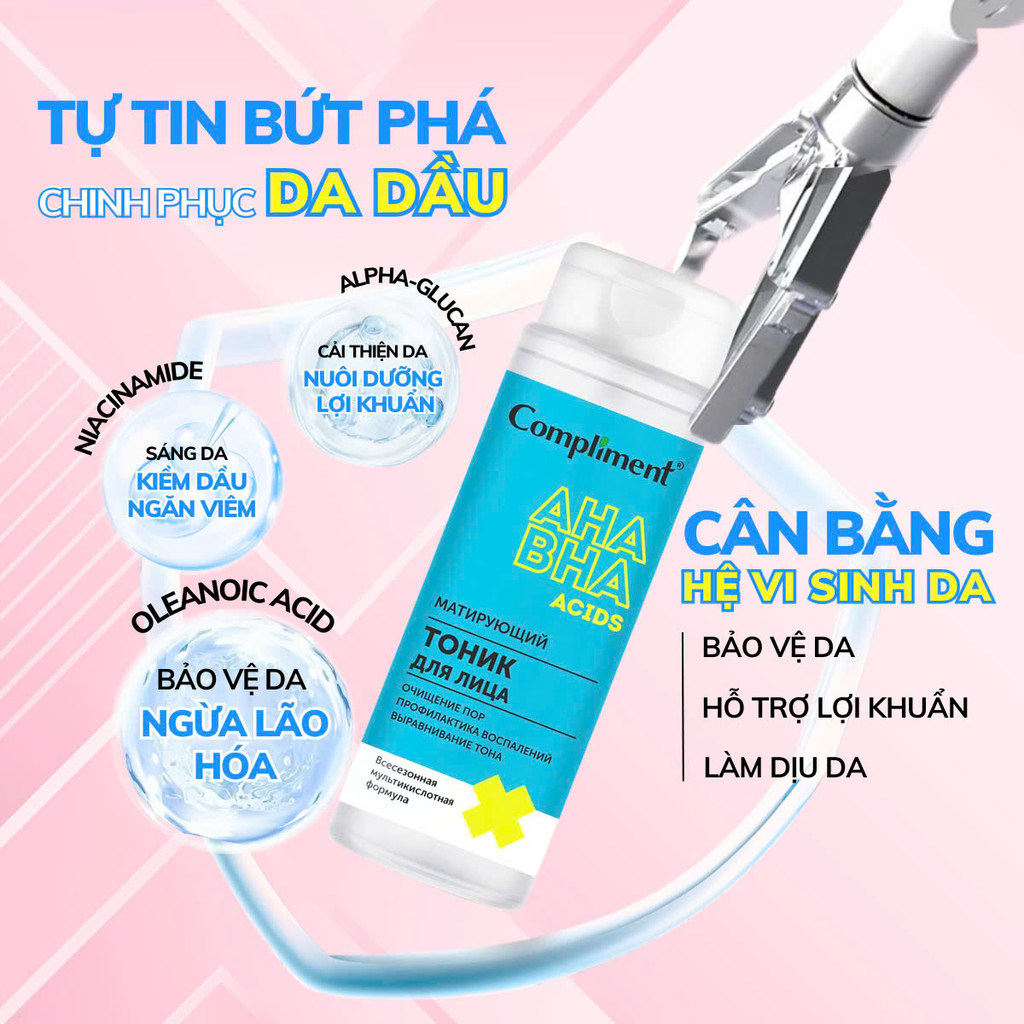 Mô tả Toner Compliment No Problem Glycol Dưỡng Ẩm - Nước Hoa Hồng Lotion Aha/Bha Cho Da Dầu Mụn 180ml - 4