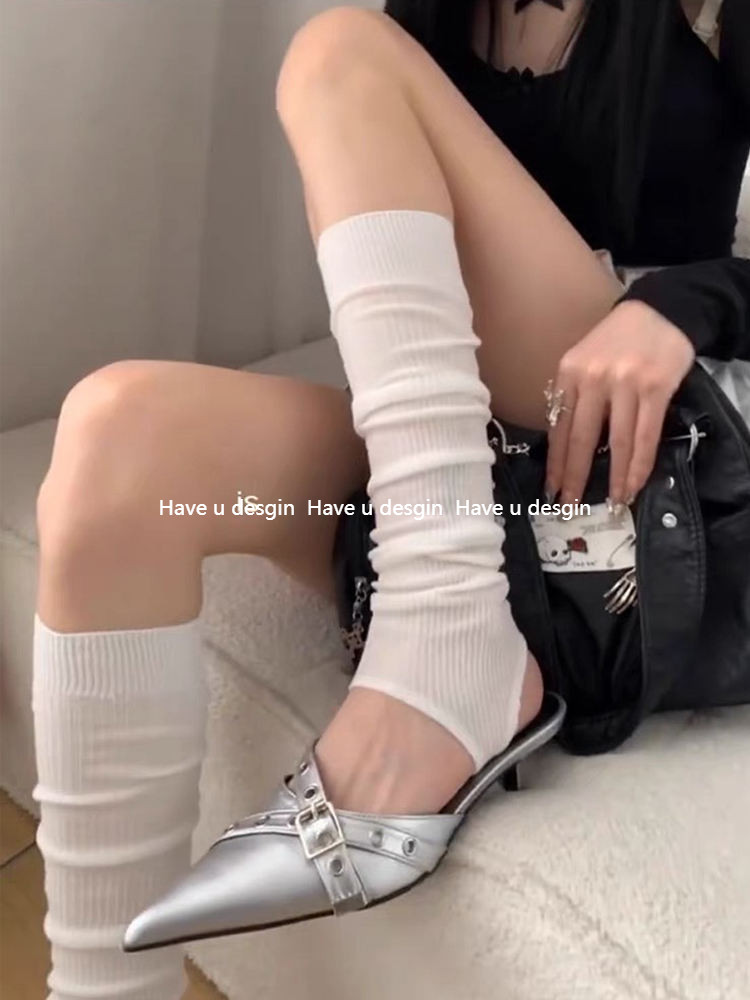 Have u desgin Ba Lê Phong Cách Tất Chân Nữ Mùa Hè Mỏng Phong Cách Cọc Tất miu Series Trắng Bê Tất Xuân Thu Phong Cách Vớ