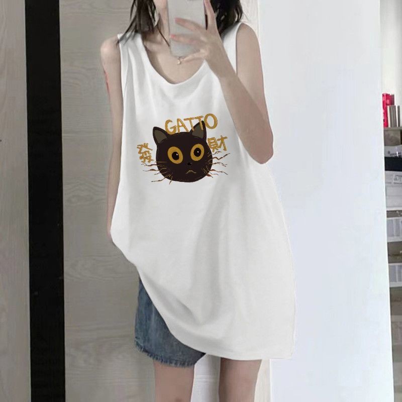 Lan ~ sling Thể Thao Áo Vest Áo Thun Không Tay Nữ Mùa Hè Mặc Ngoài Đồng Phục Bóng Rổ Rời Phong Cách Hồng Kông Dây Top ins Phong Cách