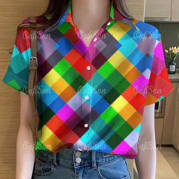2568 Nữ Họa Tiết Cầu Vồng Áo Sơ Mi Nữ Quần Áo Áo Cầu Vồng Áo In Áo Sơ Mi Tay Ngắn Hawaii Áo Sơ Mi Tee Áo Sơ Mi Dạo Phố Áo Sơ Mi Oversize Cho Nữ 54