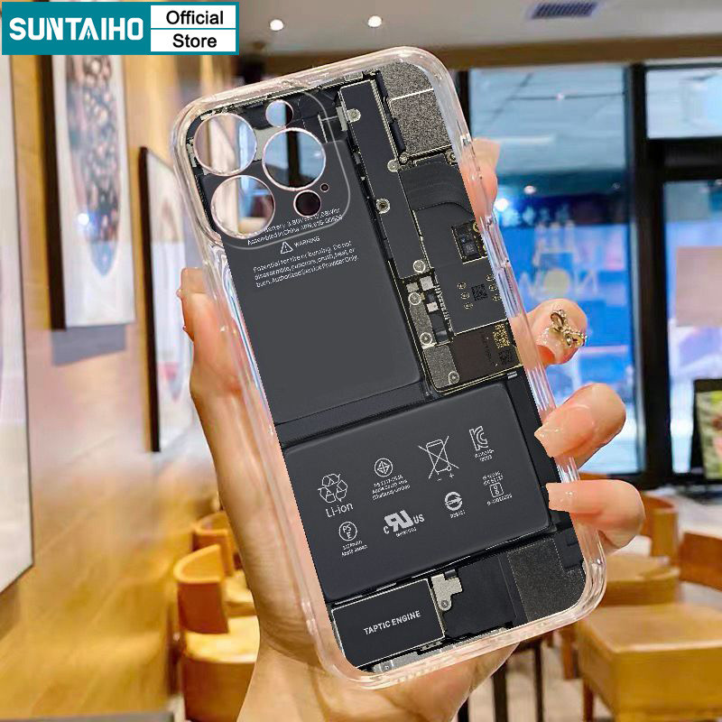 Mô tả Suntaiho Thời Trang Độc Đáo Vỏ Ngộ nghĩnh Bảng Mạch Họa Tiết Ốp lưng Cho Iphone 15 14 12 13 11 Pro Max IP 7 8 Plus Iphon X Xs XR Xs Max TPU Mềm Cao Cấp Chống Sốc Ốp Lưng - 4