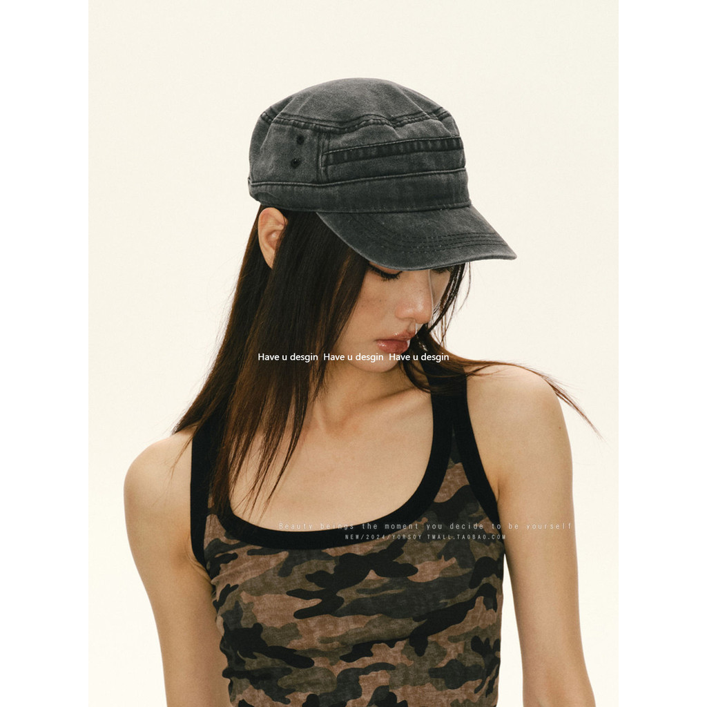 Have u desgin American Retro Street Washed Distressed Duck Tongue Beret Nữ