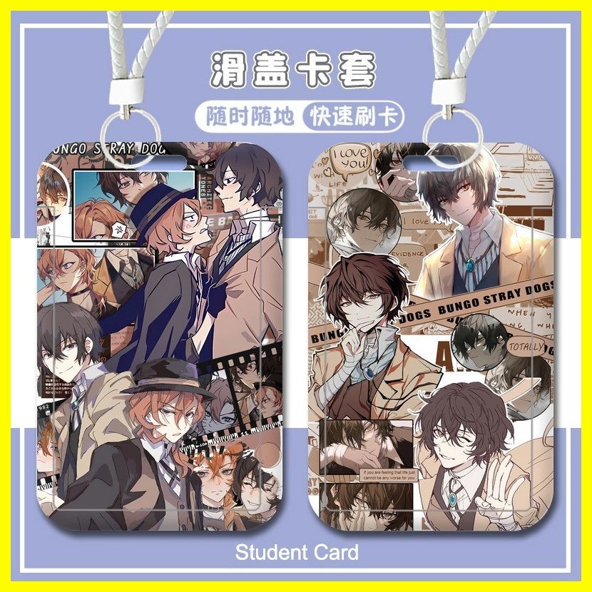 [Zoci] Hộp đựng thẻ Bungo Đi lạc Chó Nakahara Chuuya Bungo Đi lạc Chó Dazai osamu Nakahara Thẻ trường Thẻ bữa ăn Thẻ học sinh Thẻ nước Thẻ làm việc ID Thẻ cứng Dazai osamu