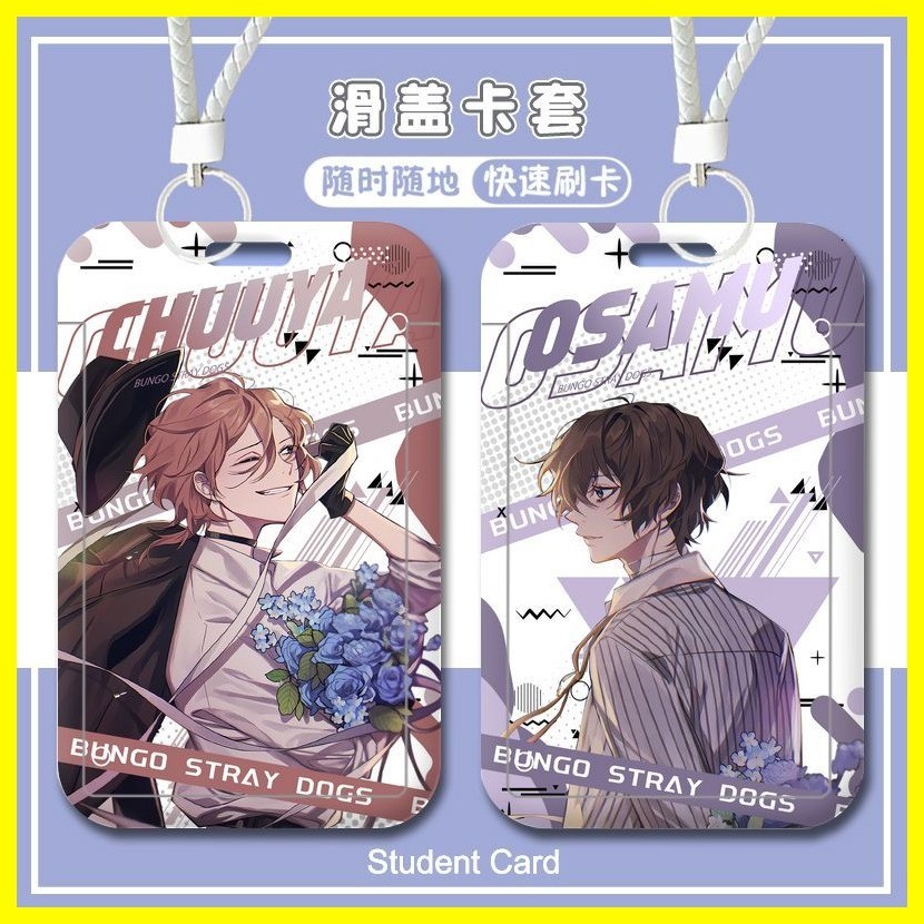 [Zoci] Hộp đựng thẻ Bungo Đi lạc Chó Nakahara Chuuya Bungo Đi lạc Chó Dazai osamu Nakahara Thẻ trường Thẻ bữa ăn Thẻ học sinh Thẻ nước Thẻ làm việc ID Thẻ cứng Dazai osamu
