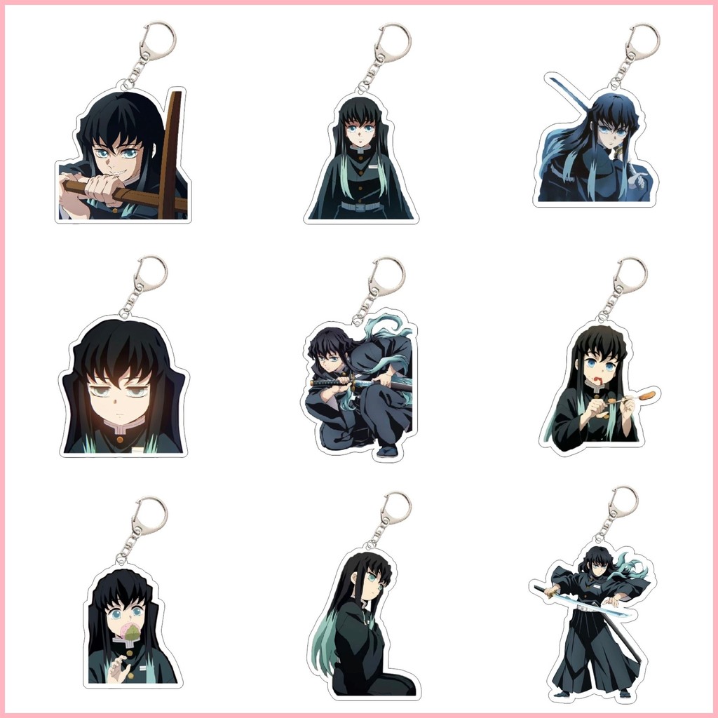 Móc Khóa Mặt Dây Chuyền Demon Slayer Tokitou Muichirou Demon Slayer Kasumizhu Tokitou Muichiro Móc Khóa Hai Mặt Acrylic Hoạt Hình Dễ Thương Gửi Bạn Bè Schoolbag Mặt Dây Chuyền