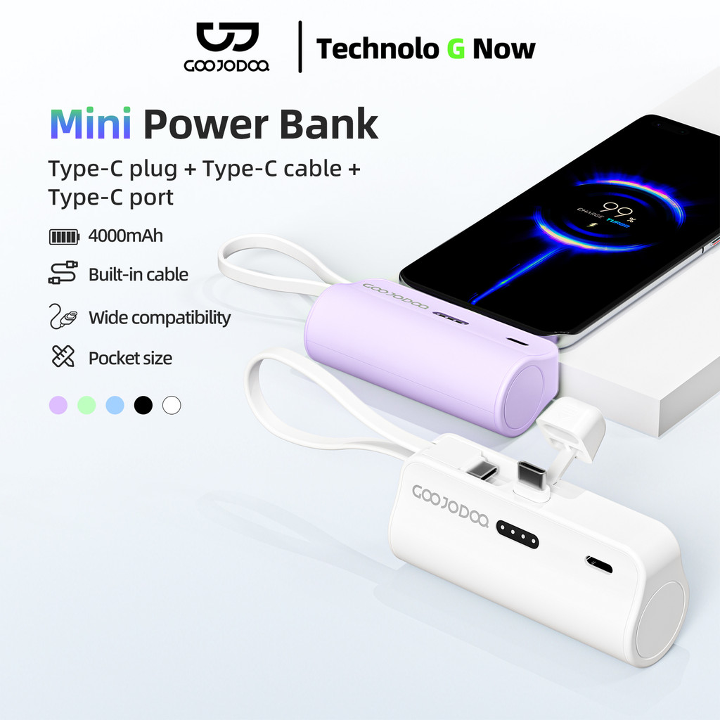 GOOJODOQ 4000mAh Mini Power Bank Bộ sạc di động Type-C & LN Cắm cho điện thoại Android / Đồng hồ / Tai nghe / Điện thoại 15-16 – ảnh mô tả chi tiết 1