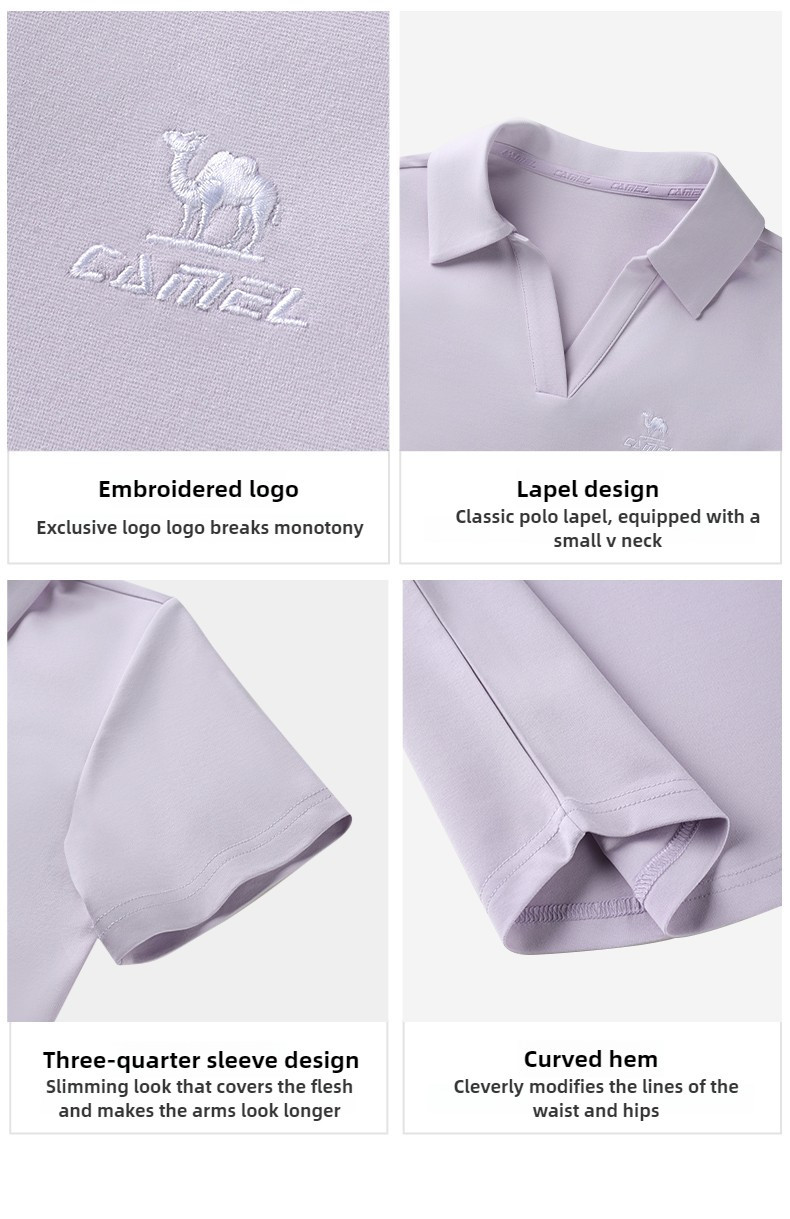 Mô tả Camel CROWN Áo Polo Thể Thao Nữ Tay Ngắn Mỏng Ve Áo Chạy Bóng Top - 7