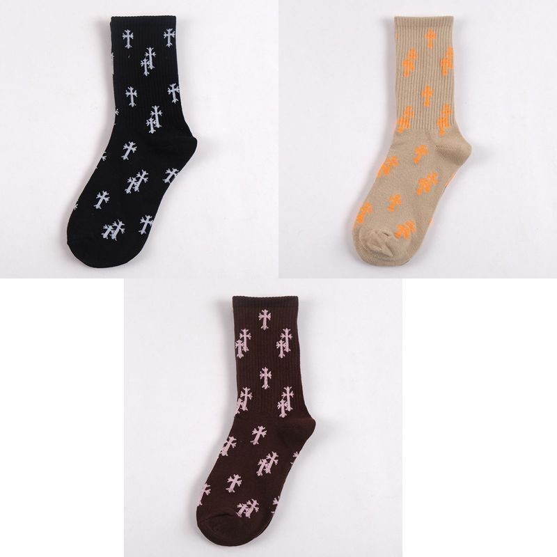 Chrome HEARTS Cross Fashion Brand Socks Street Ins Phong