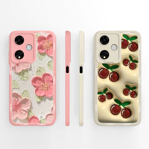 Ốp lưng Oppo A2M 5G thỏ ngọt hoa văn anh đào, silicon lỏng, bảo vệ camera, chống sốc, bền
