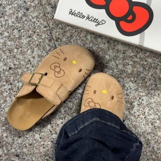 Phiên Bản Hàn Quốc Kitty Dễ Thương Đế Dày Birkenstock Giày 2025 Phong Cách Mới Slip-On Baotou Nửa Trượt