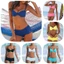Bộ đồ bơi không lưng thời trang Bikini màu trơn cổ điển dành cho nữ có miếng đệm ngực