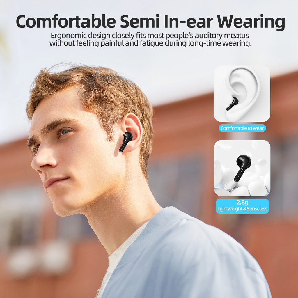 Mô tả GOOJODOQ Tai nghe không dây GOOOJODEQ BT5.3 Tự động ghép đôi Comfort Fit Âm thanh Hi-Fi Điều khiển cảm ứng Type-C Sạc pin 25mAh / 180mAh - 7
