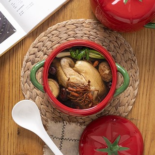 Bát súp hai tai bằng gốm cà chua có nắp Hộ gia đình Mì gió Ký túc xá sinh viên Bát mì ăn liền chuyên dụng Bộ đồ ăn liền