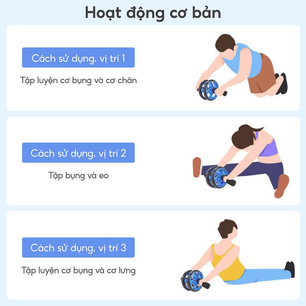 Mô tả -BG- TDR-100  Lăn Tập Bụng 2 Bánh luyện tập săn chắc CƠ Bụng, hỗ trợ thăng bằng - 4