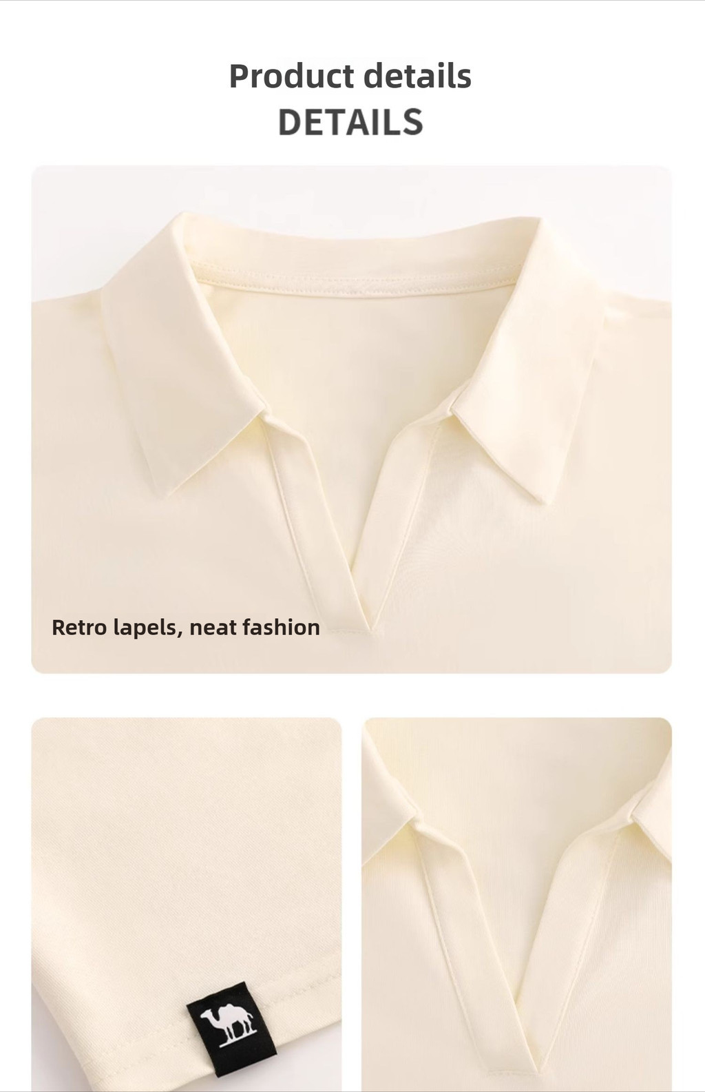 Mô tả Camel CROWN Áo Thun Nữ Ve Áo Ngắn Tay Thoáng Khí Nhanh Khô Mát Mỏng Thường Ngày Thể Thao Top - 6