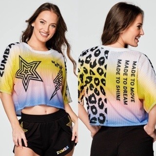 Zumba Gradient màu tie-dye phong cách Mùa hè mới nam nữ cỡ lớn tập thể dục áo ngắn tay