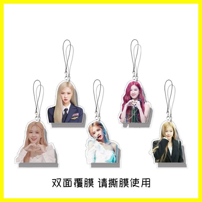 [Zoci] Dây chuyền điện thoại di động BLACKPINK Rosé Park Chae-Young Dây chuyền điện thoại di động Acrylic hai mặt Sandwich Schoolbag Mặt dây chuyền Quà tặng ngày lễ ngoại vi màu hồng