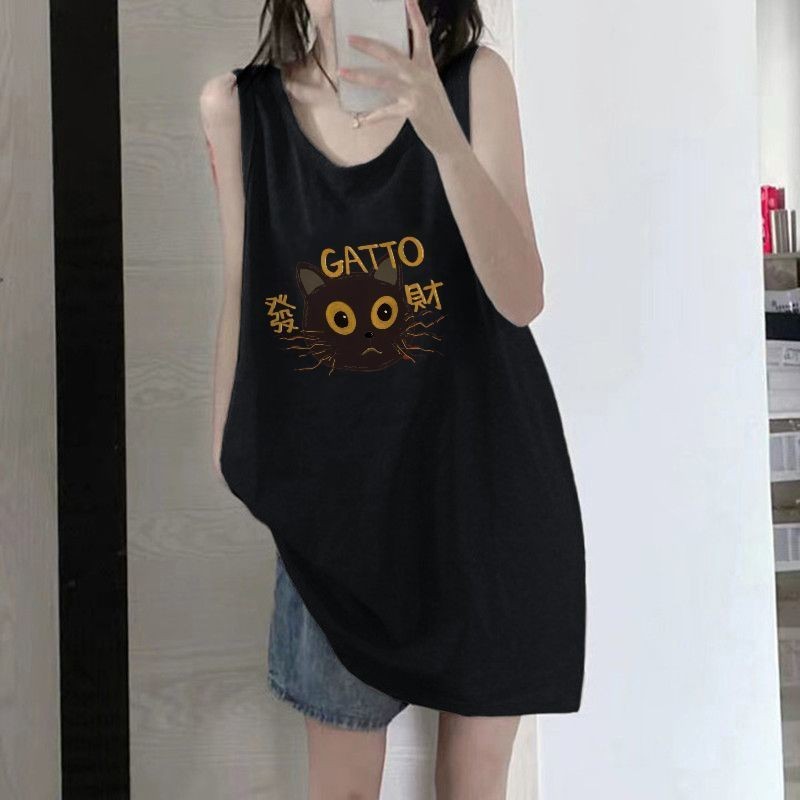 Lan ~ sling Thể Thao Áo Vest Áo Thun Không Tay Nữ Mùa Hè Mặc Ngoài Đồng Phục Bóng Rổ Rời Phong Cách Hồng Kông Dây Top ins Phong Cách
