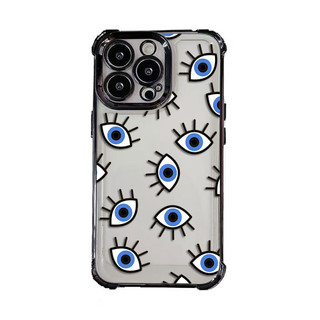 Lucky Eye Blue Evil Eye Print Cover Vỏ điện thoại trong suốt mạ điện cho IPHONE Apple 16E 16 15 14 PLUS 13 12 11 PRO XR XS X MAX Vỏ silicon Điện thoại di động