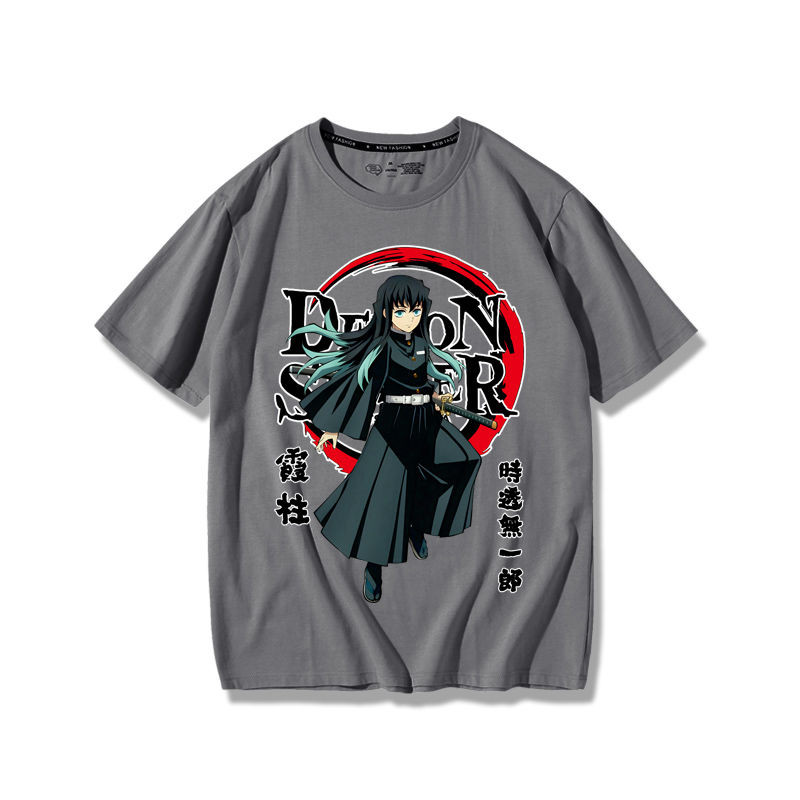 Phong Cách Mới Áo Thun Tay Ngắn Demon Slayer Muichirou Demon Slayer Giả Mạo Slayer Làng Chương Kasumiichi Tokito Muichiro Chung Anime Hàng Hóa Mùa Hè Rời