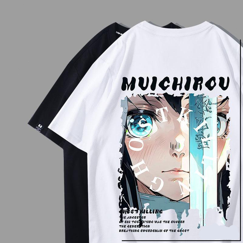 Áo thun phong cách mới Áo thun ngắn tay Demon Slayer Muichirou Kasumiichirou Shitou Muichiro Hàng hóa áo thun Demon Slayer Muichirou Hai chiều Ani