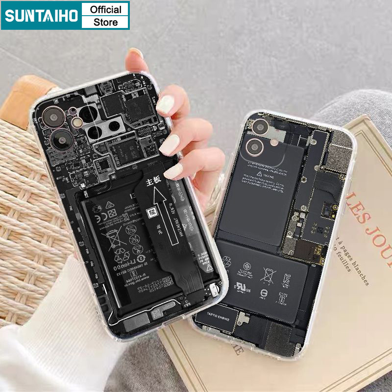 Mô tả Suntaiho Thời Trang Độc Đáo Vỏ Ngộ nghĩnh Bảng Mạch Họa Tiết Ốp lưng Cho Iphone 15 14 12 13 11 Pro Max IP 7 8 Plus Iphon X Xs XR Xs Max TPU Mềm Cao Cấp Chống Sốc Ốp Lưng - 7