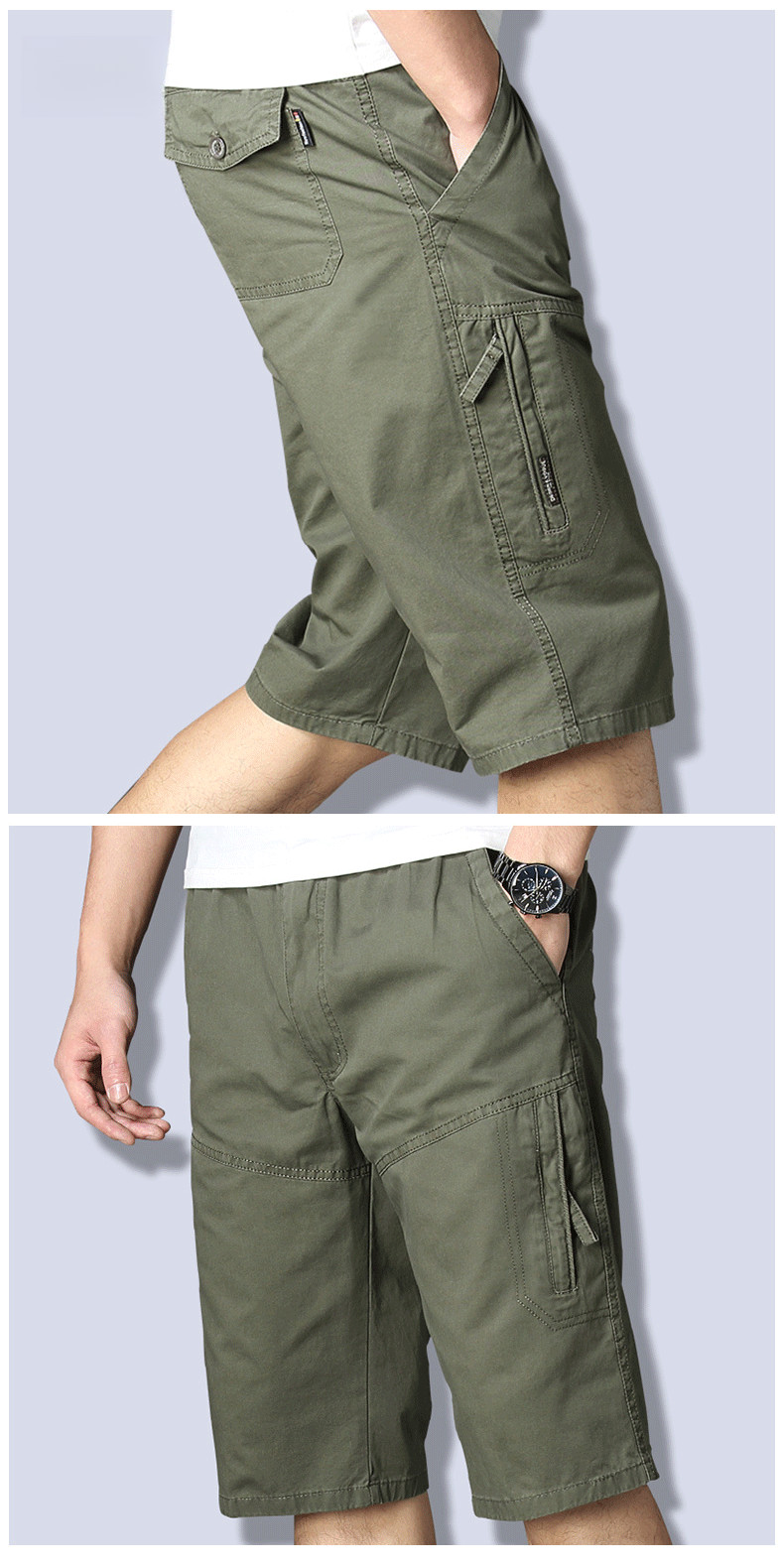 Mô tả Quần Short Nam Quần Short Rời Plus Size Bố Mặc Ngoài Mùa Hè Cotton Thường Ngày Cướp Biển Quần Short Thứ Năm L-6XL BEFOYI ZXH085 - 2
