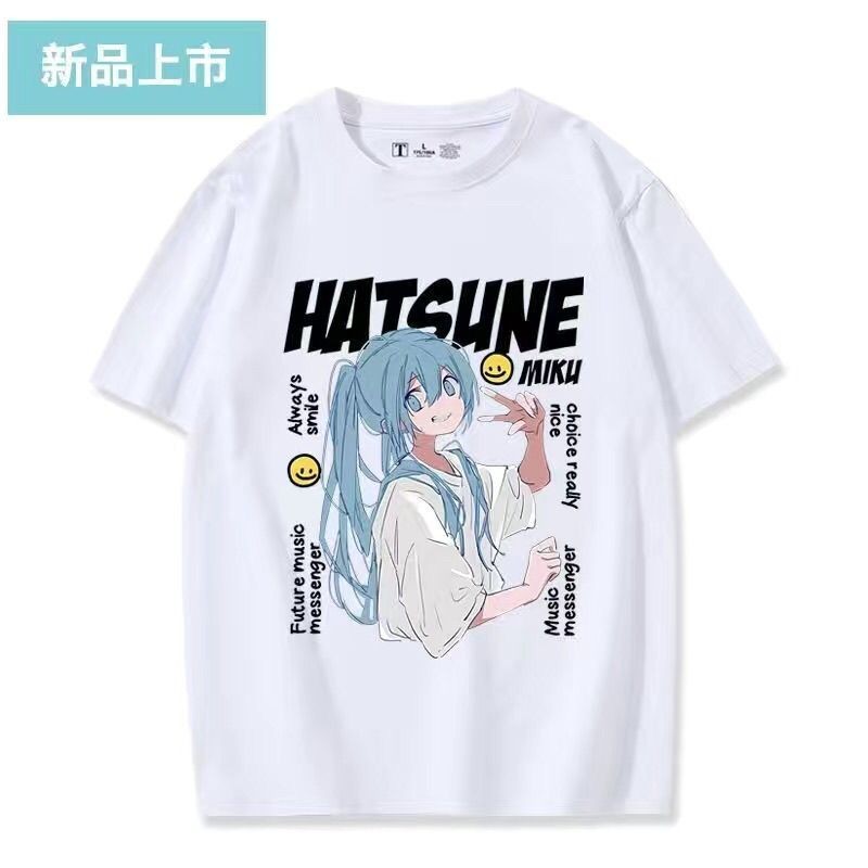 Áo thun phong cách mới Áo thun ngắn tay Hatsune MIKU Hatsune MIKU MIKU Anime Đồng thương hiệu Hàng hóa cùng phong cách cos Áo thun ngắn tay nam