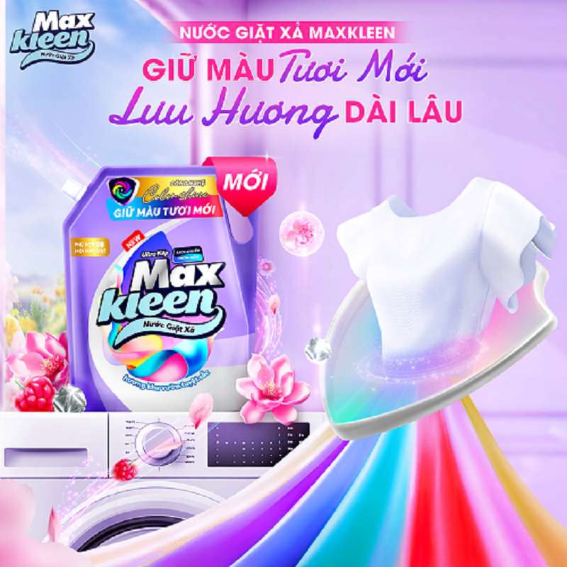 Mô tả Combo Túi Nước Giặt Xả MaxKleen Giữ Màu Tươi Mới Hương Khu Vườn Tuyệt Sắc 3kg + Túi 450g mùi ngẫu nhiên - 1