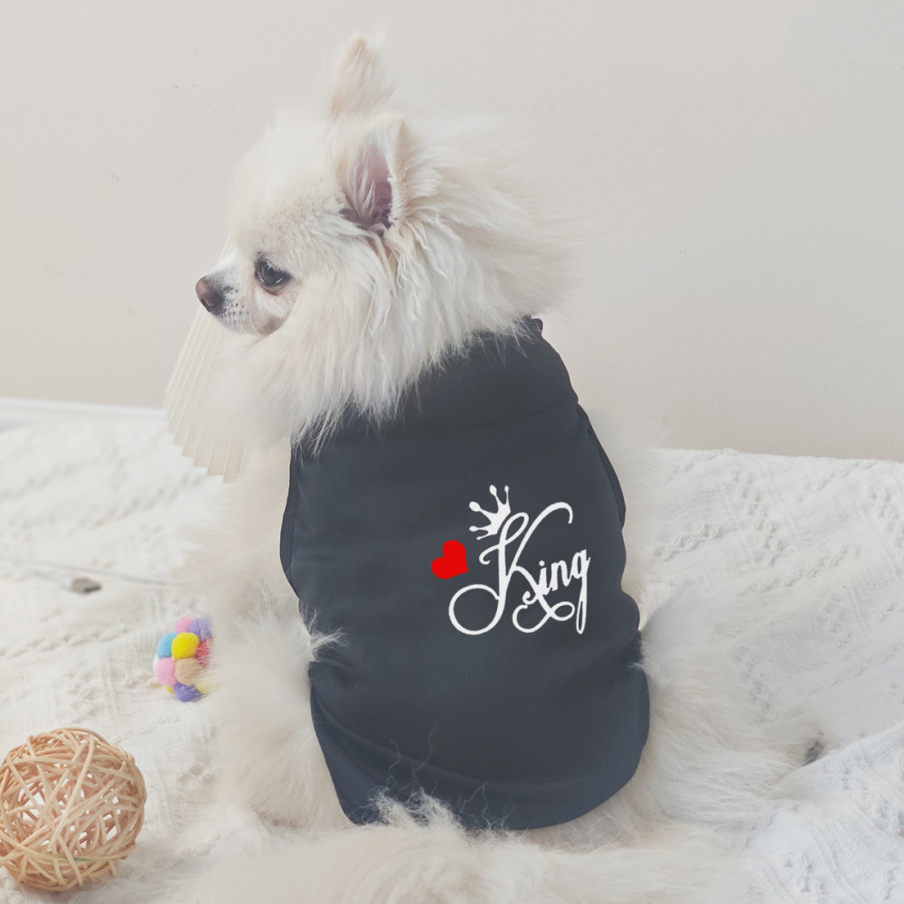 ✨ Hàng MỚI ✨ S-2xl King and Queen Thời Trang In Hình Áo Vest Cho Chó Cặp Đôi Ngày Lễ Tình Nhân Quần Áo Cho Chó Nhỏ