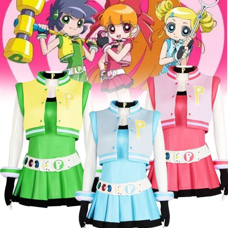 Thời Trang Powerpuff Girls Cosplay Đầm Dành Cho Người Hâm Mộ Đường Phố Độc Đáo Anime Mặc