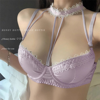 Gợi Cảm Ren Áo Ngực Nhỏ Đẩy Lên Nữ Dây Cổ Quần Lót Thoải Mái Mềm Xốp Thanh Niên Cô Gái Không Dây Đồ Lót