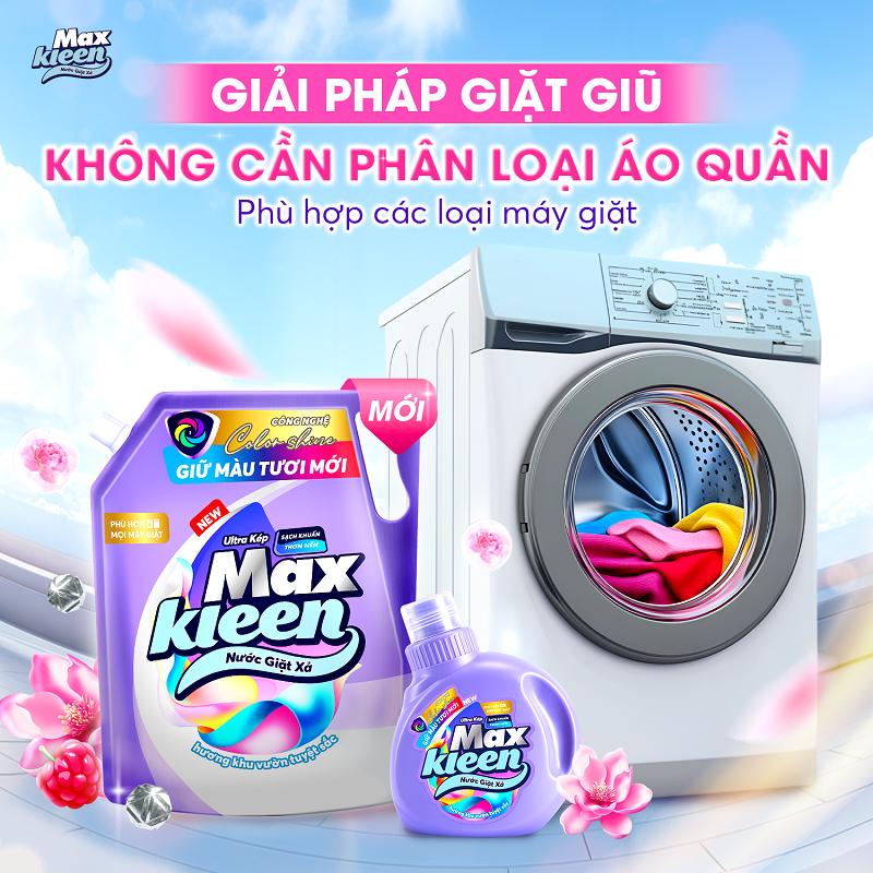 Mô tả Combo Túi Nước Giặt Xả MaxKleen Giữ Màu Tươi Mới Hương Khu Vườn Tuyệt Sắc 3kg + Túi 450g mùi ngẫu nhiên - 5