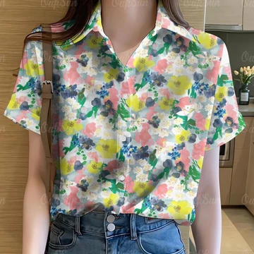 Áo Sơ Mi Hoa Nữ Quần Áo Cầu Vồng Áo Sơ Mi In Hình Áo Sơ Mi Graffiti Áo Sơ Mi Hawaii Tay Ngắn Áo Sơ Mi Oversize Áo Sơ Mi Nữ 67