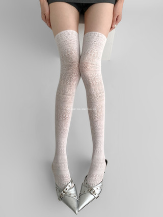 Tất Over-The-Knee Nữ Mỏng Phù Hợp Mùa Hè, Thiết Kế Ren Lưới Style Nhật Bản