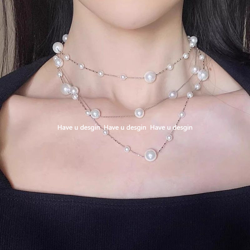 Have u desgin Vòng Cổ Ngọc Trai Cao Cấp Ánh Sáng Sang Trọng Thiết Kế Niche Xương Đòn Dây Xích Lớp Áo Len Dây Chuyền Vòng Cổ Sang Trọng